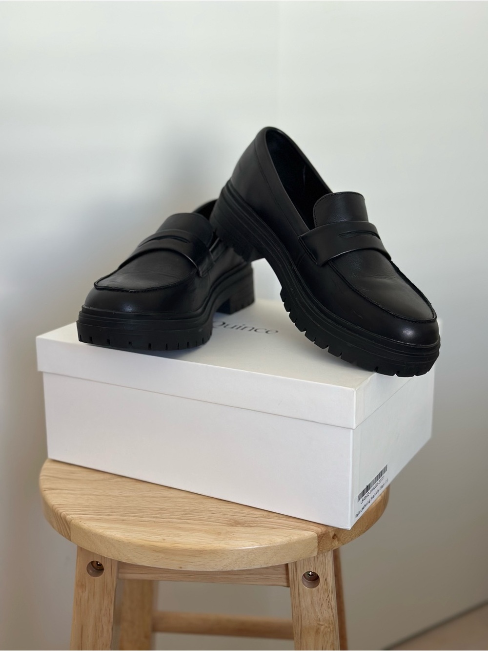 Like New Quince Italian Leather Lug Sole Loafers